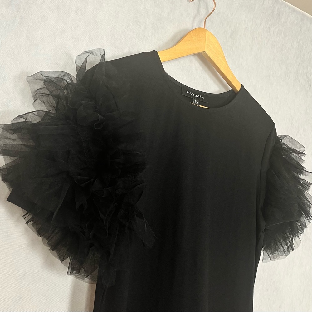 NWT black shirt dress with poof tulle design - Picture 3 of 4